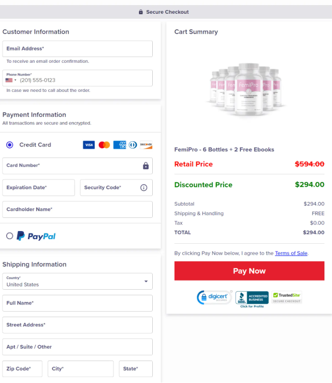 FemiPro Full Page Billing Interface Preview